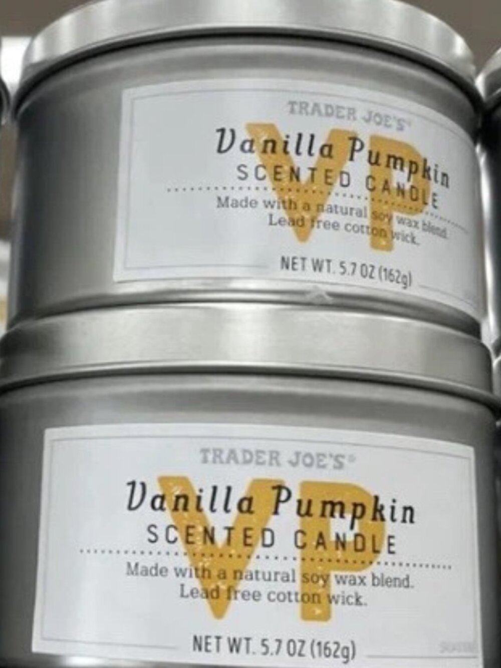 Set of 2 Trader Joe's Vanilla Pumpkin Scented Candles Seasonal Limited Edition